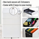 Vinsetto Fully Assembled 3 Drawer Steel Metal Filing Cabinet Lockable Rolling Vertical File Cabinet White
