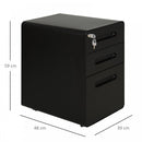Vinsetto Steel 3-Drawer Curved Filing Cabinet Mobile File Cabinet W/ Lock Black