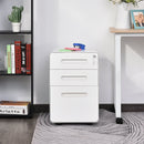 Vinsetto Steel 3-Drawer Curved Mobile File Cabinet w/ Lock All-Metal Rolling White Vertical File Cabinet
