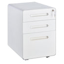Vinsetto Steel 3-Drawer Curved Mobile File Cabinet w/ Lock All-Metal Rolling White Vertical File Cabinet
