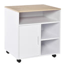 Multi-Storage Printer Stand Unit Office Desk Side Mobile Storage w/ Wheels Modern Style 60L x 50W x 65.5H cm - White Organisation 5 Compartments