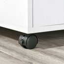 Multi-Storage Printer Stand Unit Office Desk Side Mobile Storage w/ Wheels Modern Style 60L x 50W x 65.5H cm - White Organisation 5 Compartments