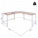 L-Shaped Corner  Oak Desk Computer Desk Table For Home Office Workstation w/Steel Frame