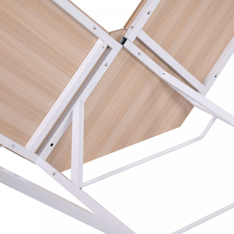L-Shaped Corner  Oak Desk Computer Desk Table For Home Office Workstation w/Steel Frame