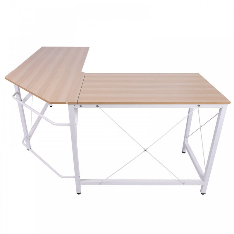 L-Shaped Corner  Oak Desk Computer Desk Table For Home Office Workstation w/Steel Frame