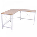 L-Shaped Corner  Oak Desk Computer Desk Table For Home Office Workstation w/Steel Frame