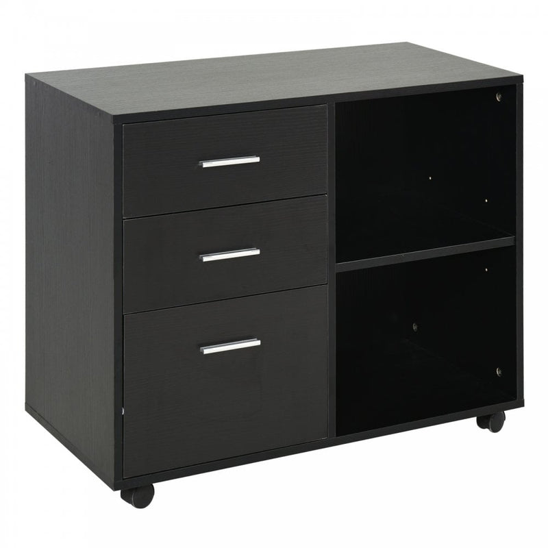 Particle Board Rolling Storage Cabinet Black
