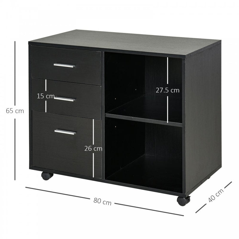 Particle Board Rolling Storage Cabinet Black