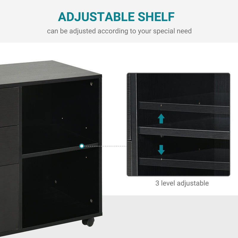 Particle Board Rolling Storage Cabinet Black