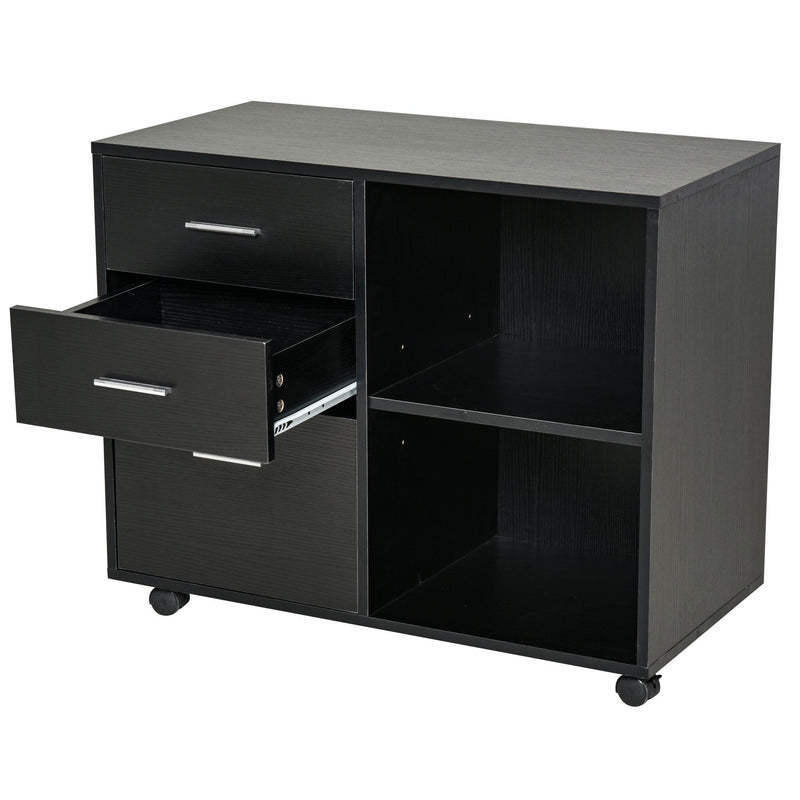 Particle Board Rolling Storage Cabinet Black