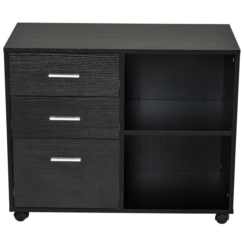 Particle Board Rolling Storage Cabinet Black