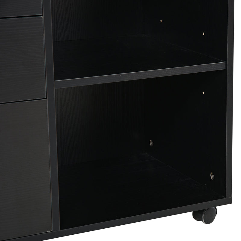 Particle Board Rolling Storage Cabinet Black