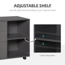Freestanding Printer Stand Unit Office Desk Side Mobile Storage w/ Wheels 3 Drawers, 2 Open Shelves Modern Style 80L x 40W x 65H cm - Grey Cabinet Drawers 4 Home
