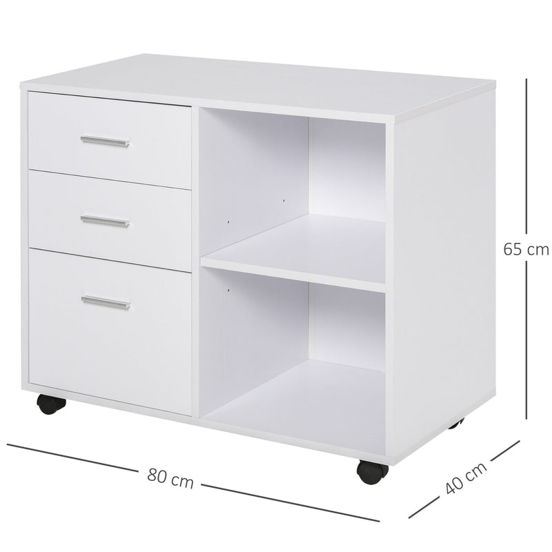 Particle Board Rolling Storage Cabinet White