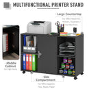 Vinsetto Printer Stand With 360 Degree Casters Multifunctional Office Cabinet Mobile File Cabinet E1 Particle Board Black
