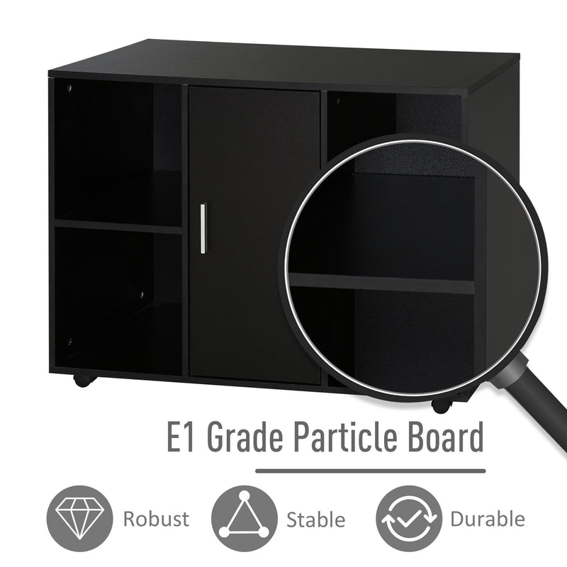 Vinsetto Printer Stand With 360 Degree Casters Multifunctional Office Cabinet Mobile File Cabinet E1 Particle Board Black