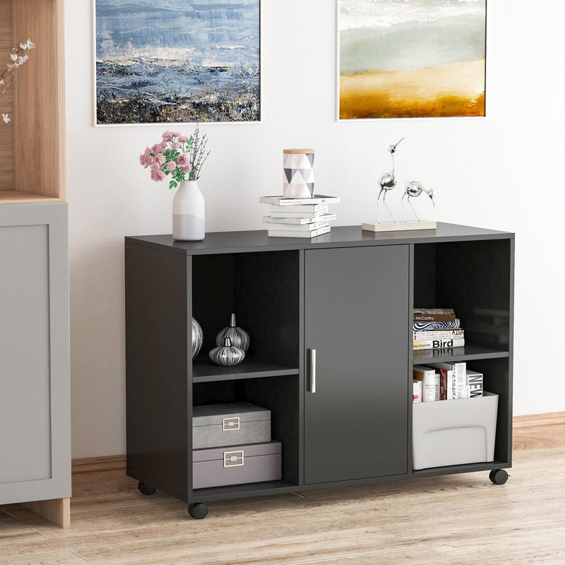 Vinsetto Printer Stand With 360 Degree Casters Multifunctional Office Cabinet Mobile File Cabinet E1 Particle Board Black
