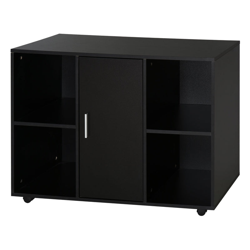 Vinsetto Printer Stand With 360 Degree Casters Multifunctional Office Cabinet Mobile File Cabinet E1 Particle Board Black