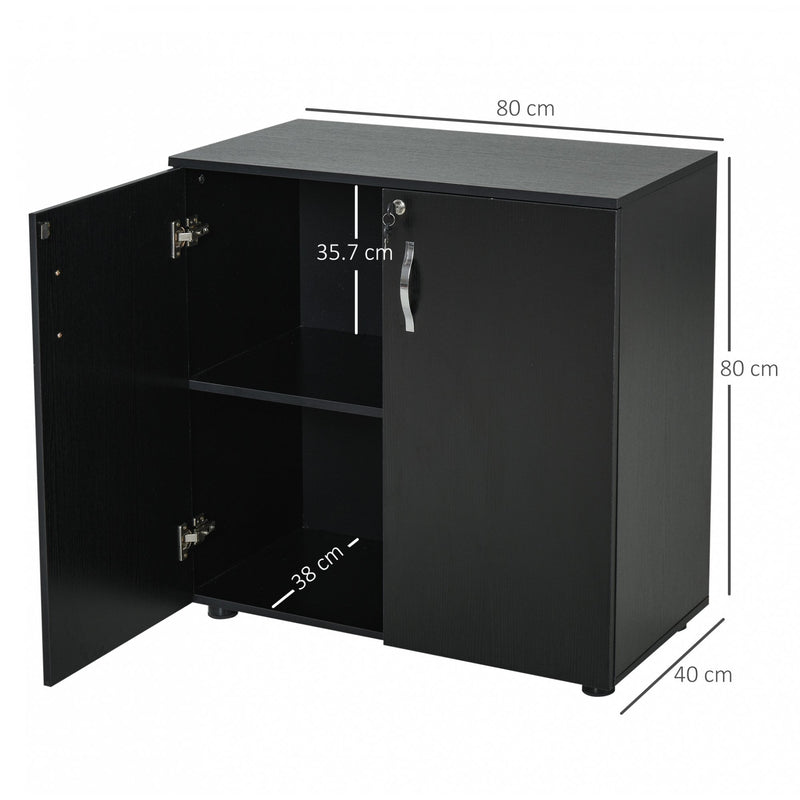 Vinsetto Particle Board 2-Tier Lockable Filing Cabinet Black