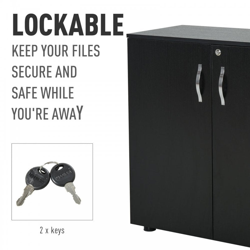 Vinsetto Particle Board 2-Tier Lockable Filing Cabinet Black