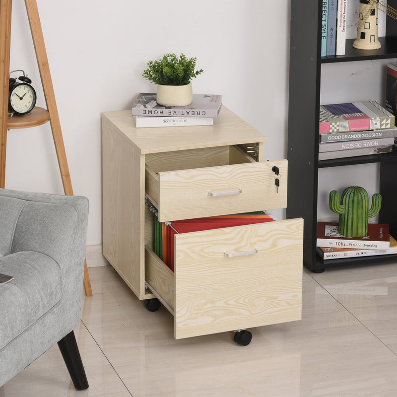 Vinsetto 2 Drawer Locking Office Filing Cabinet w 5 Wheels Rolling St