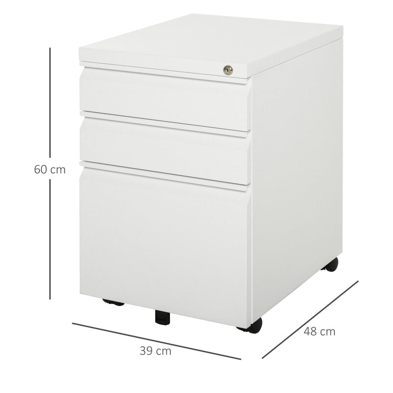 Vinsetto Mobile Vertical File Cabinet Lockable Metal Filling Cabinet with 3 Drawers and Anti-tilt Design