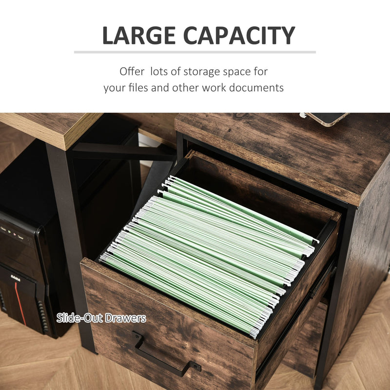 Vinsetto 70cm Industrial Filing Cabinet with 2 Drawers Hanging File F
