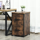 Vinsetto 70cm Industrial Filing Cabinet With 2 Drawers, Hanging File Folder, Vertical Home Office Organizer For A4 Letter Size, Black Brown W/ Drawer, Folder
