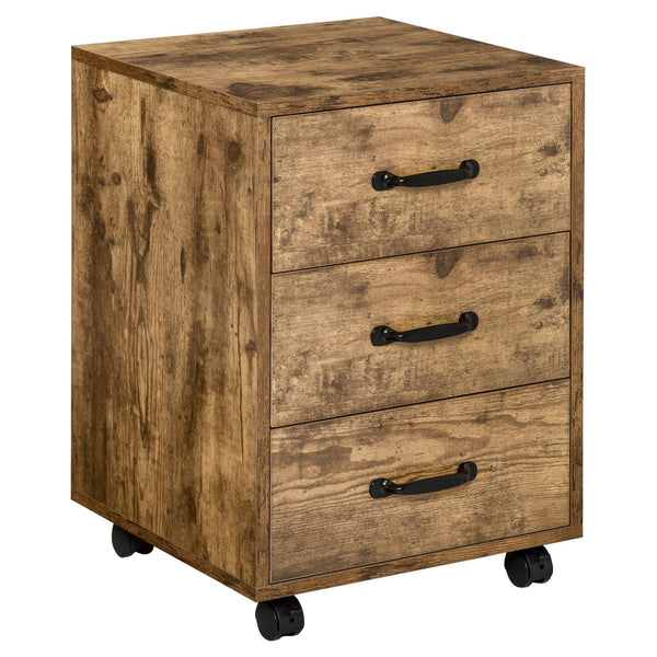 HOMCOM Rolling File Cabinet with 3 Drawers, Under Desk Mobile Filing Organizer