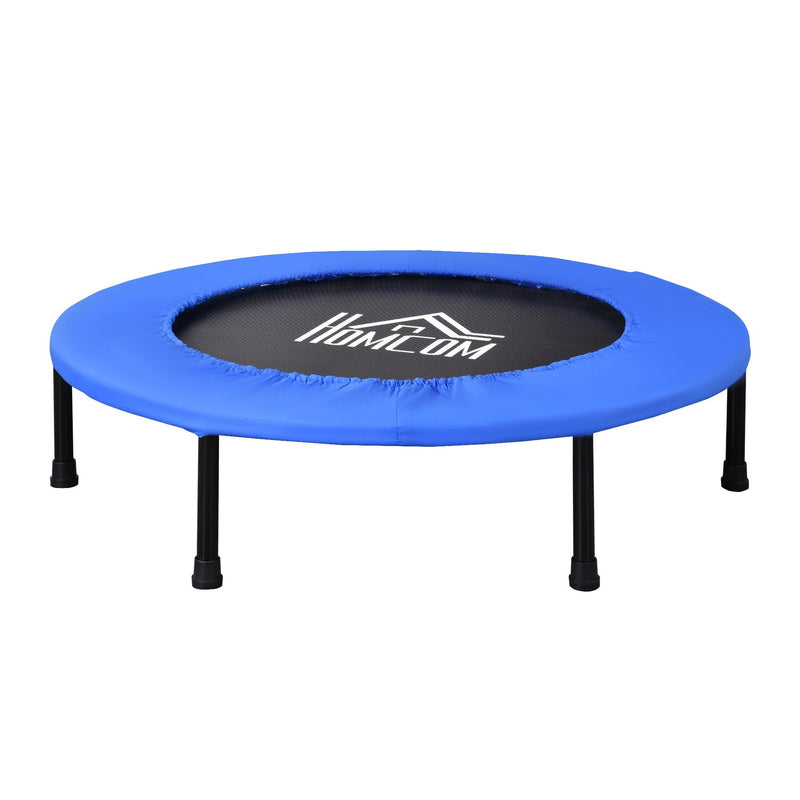 HOMCOM Trampoline Aerobic Rebounder Indoor Outdoor Fitness Round Jumper 91cm, Compact, w/ Sponge Edge, Blue Compact