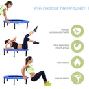 HOMCOM Trampoline Aerobic Rebounder Indoor Outdoor Fitness Round Jumper 91cm, Compact, W/ Sponge Edge, Blue Compact