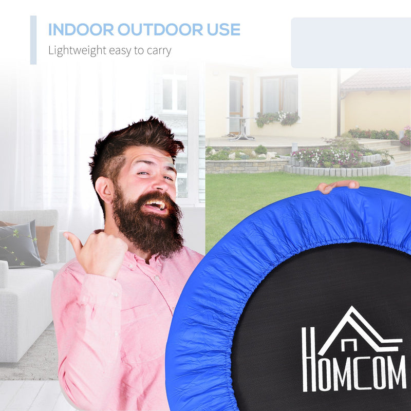 HOMCOM Trampoline Aerobic Rebounder Indoor Outdoor Fitness Round Jumper 91cm, Compact, w/ Sponge Edge, Blue Compact