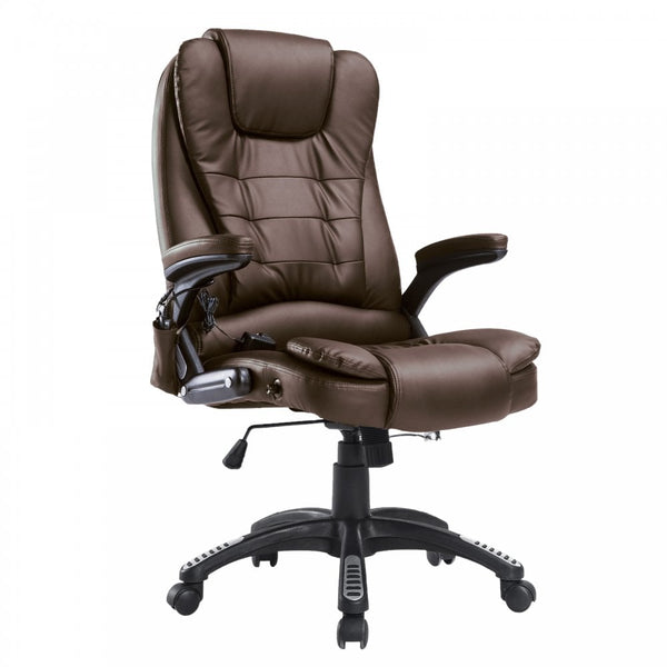 Deluxe Reclining Faux PU Leather Computer Office Chair W/Massage Function-Brown