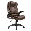 Deluxe Reclining Faux PU Leather Computer Office Chair W/Massage Function-Brown