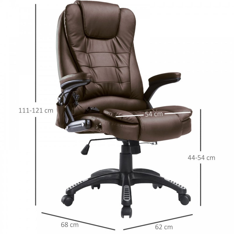 Deluxe Reclining Faux PU Leather Computer Office Chair W/Massage Function-Brown