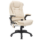 Office Chair Reclining Faux PU Leather 6-Point High Back Computer Desk Work Swivel W/Massage Function - Cream