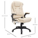 Office Chair Reclining Faux PU Leather 6-Point High Back Computer Desk Work Swivel W/Massage Function - Cream
