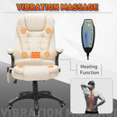 Office Chair Reclining Faux PU Leather 6-Point High Back Computer Desk Work Swivel W/Massage Function - Cream