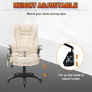 Office Chair Reclining Faux PU Leather 6-Point High Back Computer Desk Work Swivel W/Massage Function - Cream