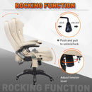 Office Chair Reclining Faux PU Leather 6-Point High Back Computer Desk Work Swivel W/Massage Function - Cream
