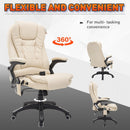Office Chair Reclining Faux PU Leather 6-Point High Back Computer Desk Work Swivel W/Massage Function - Cream