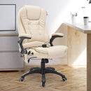 Office Chair Reclining Faux PU Leather 6-Point High Back Computer Desk Work Swivel W/Massage Function - Cream