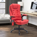 Reclining PU Leather Office Computer Chair 6-Point Massage High Back Desk Work Swivel - Red