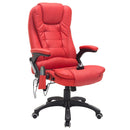 Reclining PU Leather Office Computer Chair 6-Point Massage High Back Desk Work Swivel - Red