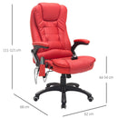 Reclining PU Leather Office Computer Chair 6-Point Massage High Back Desk Work Swivel - Red
