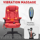 Reclining PU Leather Office Computer Chair 6-Point Massage High Back Desk Work Swivel - Red