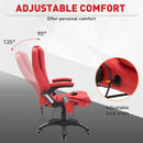 Reclining PU Leather Office Computer Chair 6-Point Massage High Back Desk Work Swivel - Red