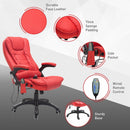 Reclining PU Leather Office Computer Chair 6-Point Massage High Back Desk Work Swivel - Red