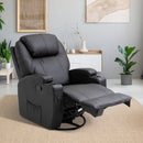 Electric Massage Recliner Chair PU Leather Black Luxury Sofa Armchair Cinema Rocking Swivel Heated Nursing Gaming Thick