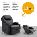 Electric Massage Recliner Chair PU Leather Black Luxury Sofa Armchair Cinema Rocking Swivel Heated Nursing Gaming Thick